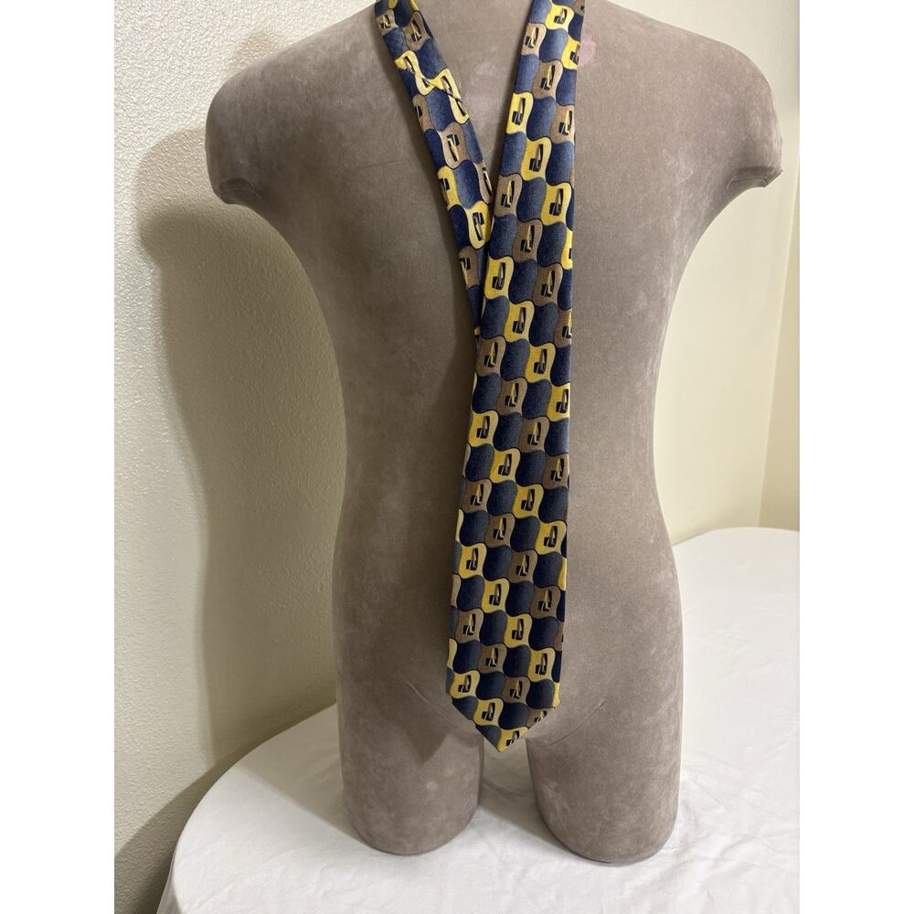 Givenchy Men’s NeckTie Gold Blue Geometric Classic Design Professional Formal